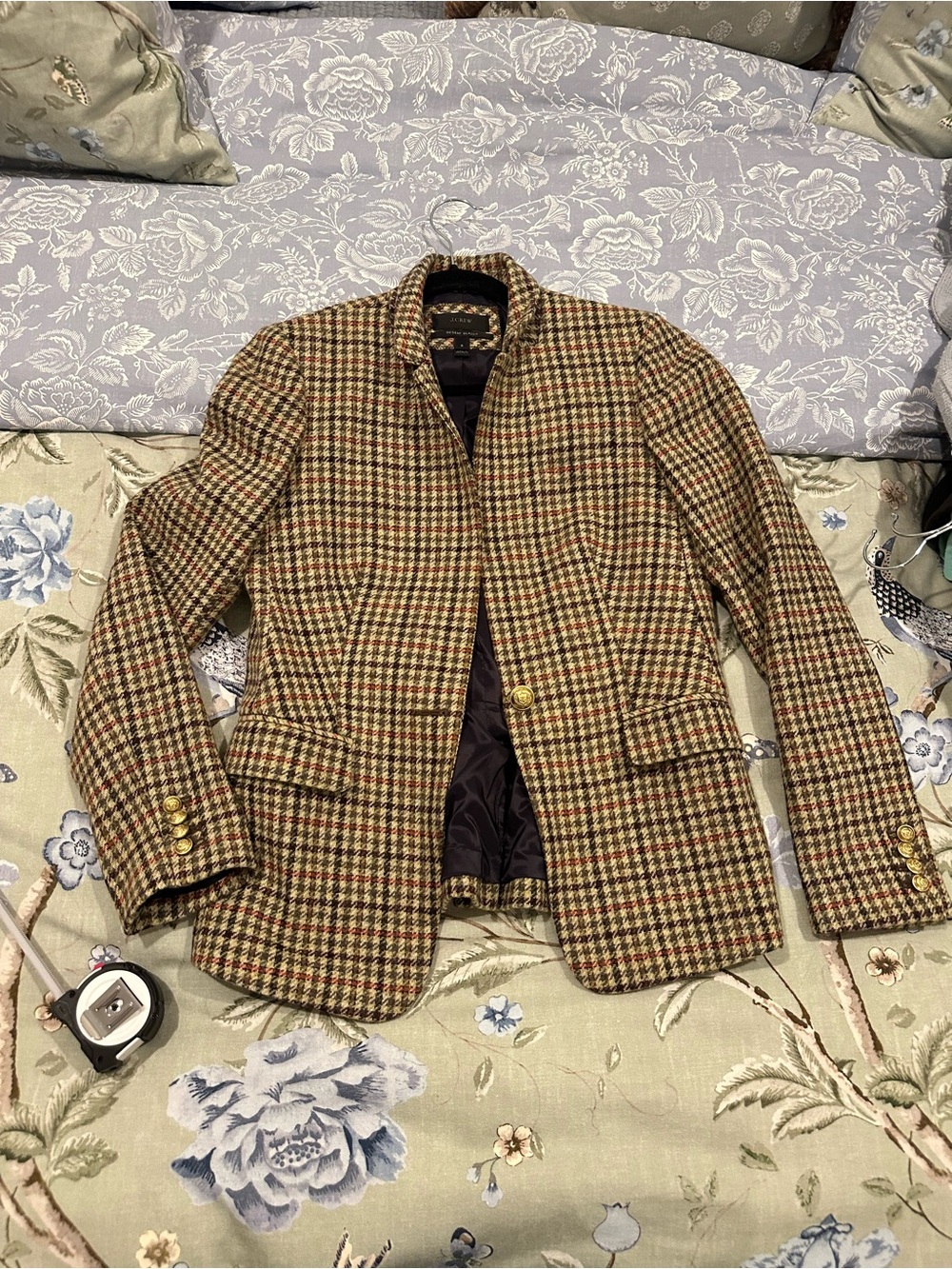 J. Crew Houndstooth Blazer in Brown, Tan and Red Women’s Size 8